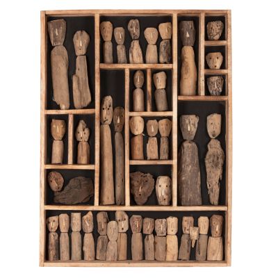 WALL DECORATION MYST HM4275 FRAME WITH FIGURINES MADE OF DRIFTWOOD 60x5x80Hcm.