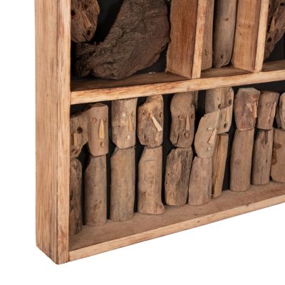 WALL DECORATION MYST HM4275 FRAME WITH FIGURINES MADE OF DRIFTWOOD 60x5x80Hcm.