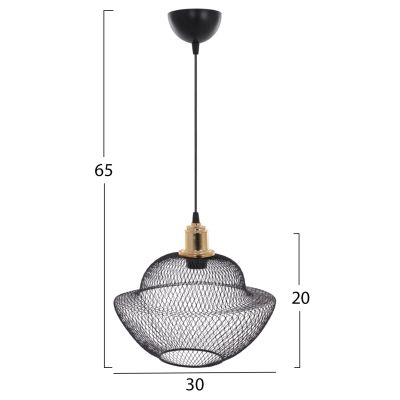 ВИСУЛКА ЗА ТАВАН ЧЕРНИ МЕТАЛНИ МРЕЖИ МОДЕРЕН СТИЛ Φ30x65Hcm.HM7690.01