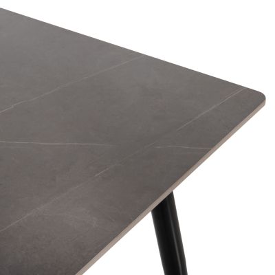 DINING TABLE TOM HM8588.01 SINTERED STONE TABLETOP IN GREY MARBLE LOOK-BLACK METAL LEGS 160x90x76Hcm.
