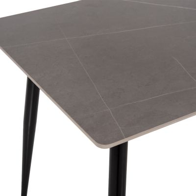 DINING TABLE TOM HM8588.01 SINTERED STONE TABLETOP IN GREY MARBLE LOOK-BLACK METAL LEGS 160x90x76Hcm.