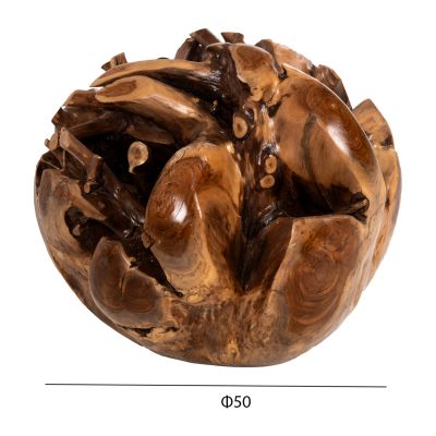 FLOOR DECORATION CLEM HM9652 SPHERE MADE OF SOLID TEAK WOOD-LARGE SIZE Φ50cm.