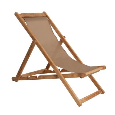 FOLDING BEACH CHAIR LIMNOS HM11765.05 BEECH WOOD NATURAL COLOR NO ARMS TEXTLINE FABRIC MOCHA COLOR