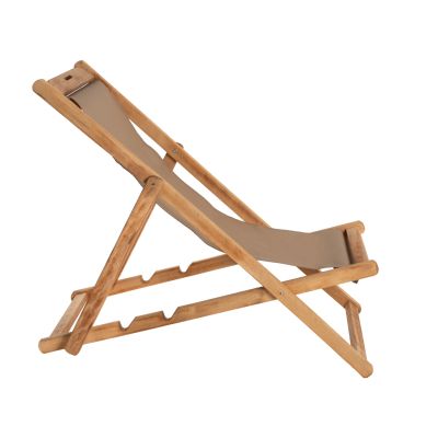 FOLDING BEACH CHAIR LIMNOS HM11765.05 BEECH WOOD NATURAL COLOR NO ARMS TEXTLINE FABRIC MOCHA COLOR
