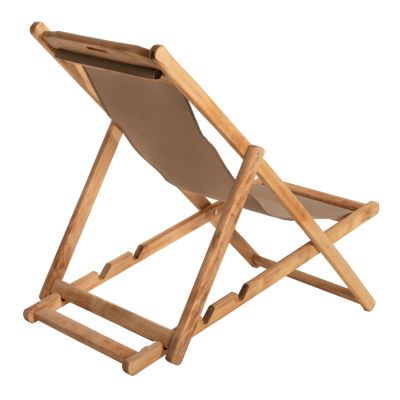 FOLDING BEACH CHAIR LIMNOS HM11765.05 BEECH WOOD NATURAL COLOR NO ARMS TEXTLINE FABRIC MOCHA COLOR