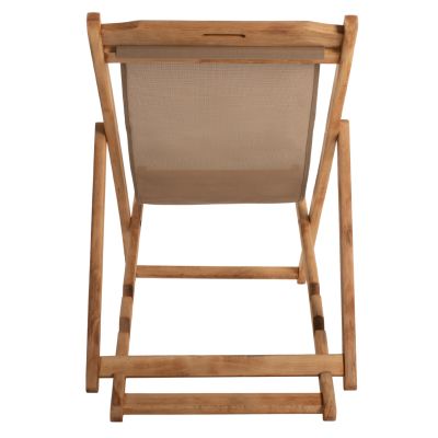 FOLDING BEACH CHAIR LIMNOS HM11765.05 BEECH WOOD NATURAL COLOR NO ARMS TEXTLINE FABRIC MOCHA COLOR