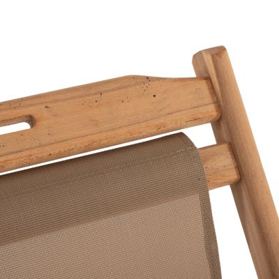 FOLDING BEACH CHAIR LIMNOS HM11765.05 BEECH WOOD NATURAL COLOR NO ARMS TEXTLINE FABRIC MOCHA COLOR