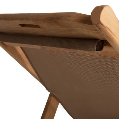FOLDING BEACH CHAIR LIMNOS HM11765.05 BEECH WOOD NATURAL COLOR NO ARMS TEXTLINE FABRIC MOCHA COLOR