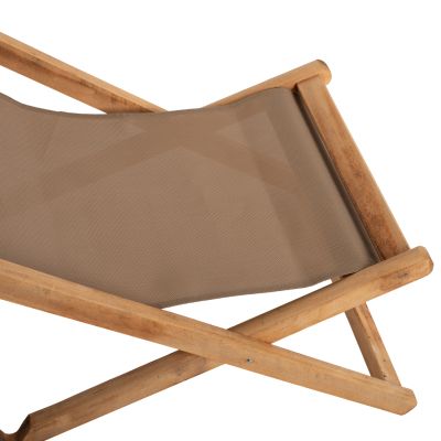 FOLDING BEACH CHAIR LIMNOS HM11765.05 BEECH WOOD NATURAL COLOR NO ARMS TEXTLINE FABRIC MOCHA COLOR
