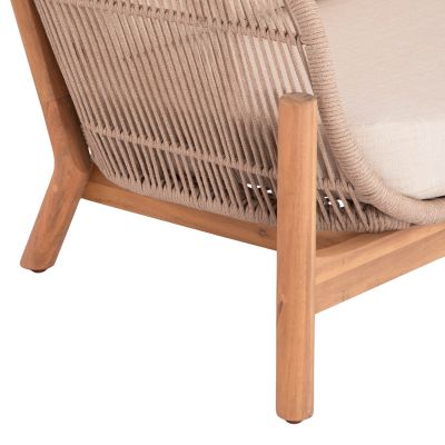 LOUNGE SET SANJI HM21214 COFFEE TABLE & 2 LOUNGE ARMCHAIRS--ACACIA WOOD-ALUMINUM FRAME-ROPE