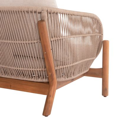 LOUNGE SET SANJI HM21214 COFFEE TABLE & 2 LOUNGE ARMCHAIRS--ACACIA WOOD-ALUMINUM FRAME-ROPE