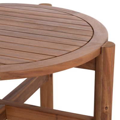 LOUNGE SET SANJI HM21214 COFFEE TABLE & 2 LOUNGE ARMCHAIRS--ACACIA WOOD-ALUMINUM FRAME-ROPE