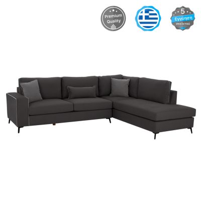 Ъглов диван ДИВА, сив, висок крак, 2бр, десен ъгъл