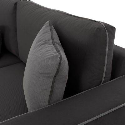 Ъглов диван ДИВА, сив, висок крак, 2бр, десен ъгъл