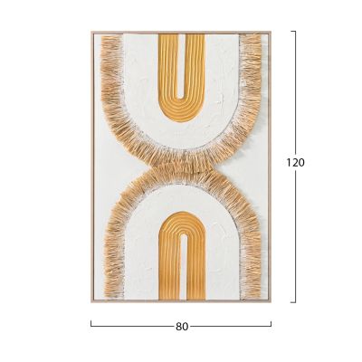 WALL PAINTING 3D HM4537.01 WITH BEIGE PS FRAME-WHITE CANVAS-HANDMADE 80x3,5x120Hcm.