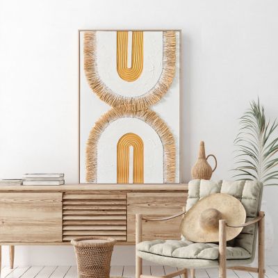 WALL PAINTING 3D HM4537.01 WITH BEIGE PS FRAME-WHITE CANVAS-HANDMADE 80x3,5x120Hcm.
