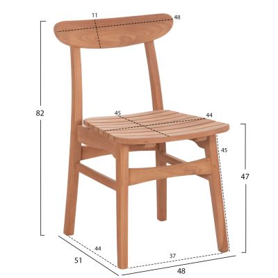 OUTDOOR DINING CHAIR ROBBIE HM18115 TEAK WOOD--NATURAL COLOR 48x51x82Hcm.