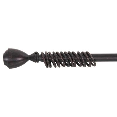 METAL CURTAIN ROD HM11280.03 FOLDABLE IN BLACK-RED COLORING WITH CONE ENDS 110-210cm.