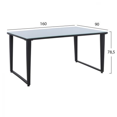 DINNING SET 7PCS GLASS TOP TABLE 160X90 & ARMCHAIR IN CHARCOAL-BEIGE HM11448