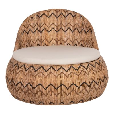 ARMCHAIR ROUND LADLON HM5992 RATTAN IN NATURAL-CUSHION IN ECRU 97x97x76Hcm.