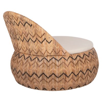 ARMCHAIR ROUND LADLON HM5992 RATTAN IN NATURAL-CUSHION IN ECRU 97x97x76Hcm.