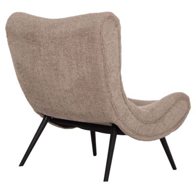 LOUNGE CHAIR BRYM HM9605.08 DARK BEIGE BOUCLE FABRIC-BLACK WOODEN LEGS 80x95x95Hcm.