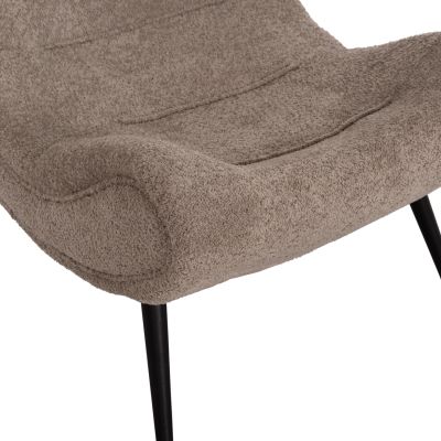 LOUNGE CHAIR BRYM HM9605.08 DARK BEIGE BOUCLE FABRIC-BLACK WOODEN LEGS 80x95x95Hcm.