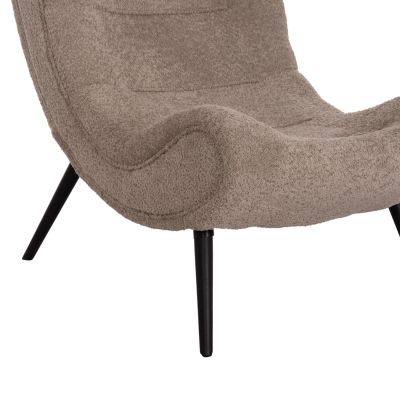 LOUNGE CHAIR BRYM HM9605.08 DARK BEIGE BOUCLE FABRIC-BLACK WOODEN LEGS 80x95x95Hcm.