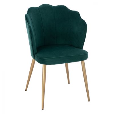 CHAIR HM8737.03 VELVET GREEN WITH METAL GOLD FRAME 48x48x85 cm.