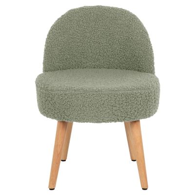 STOOL YASMINE HM8395.27 LOW BACKREST- BOUCLE FABRIC IN PISTACHIO GREEN COLOR-WOODEN LEGS 47x46x64,5Hcm.