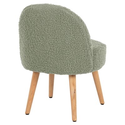 STOOL YASMINE HM8395.27 LOW BACKREST- BOUCLE FABRIC IN PISTACHIO GREEN COLOR-WOODEN LEGS 47x46x64,5Hcm.
