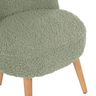 STOOL YASMINE HM8395.27 LOW BACKREST- BOUCLE FABRIC IN PISTACHIO GREEN COLOR-WOODEN LEGS 47x46x64,5Hcm.