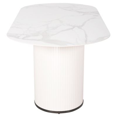 ТРАПЕЗНА МАСА CORBY HM9771.01 КЕРАМИЧЕН 12мм ПЛОТ В ЦВЯТ БЯЛ МРАМОР-MDF В БЯЛО 180x90x76Hcm.