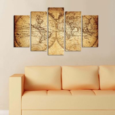 MDF PAINTING HM7206.06 IN VINTAGE WORLD MAP 100X60x0,3 cm.