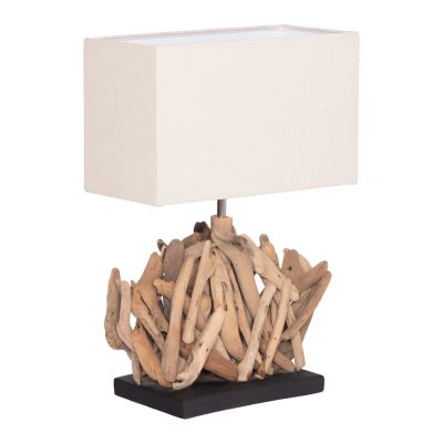 TABLE LAMP RECTANGULAR TWIGGY HM4424 DRIFTWOOD & WHITE CAP 35.5x15x47Hcm.