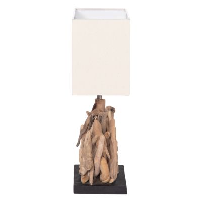 TABLE LAMP RECTANGULAR TWIGGY HM4424 DRIFTWOOD & WHITE CAP 35.5x15x47Hcm.