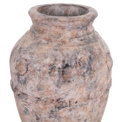 DECORATIVE TABLE VASE VERMO HM4395 TERRACOTTA IN BRUSHED GREY Φ17x19Hcm.