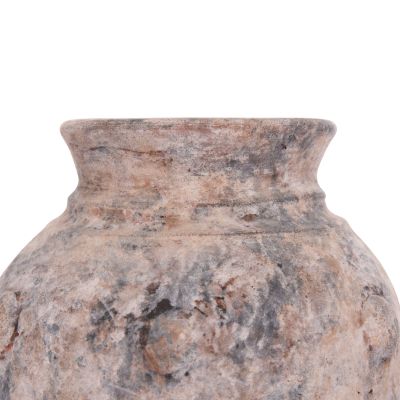 DECORATIVE TABLE VASE VERMO HM4395 TERRACOTTA IN BRUSHED GREY Φ17x19Hcm.
