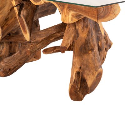LIVING ROOM TABLE TEAK ROOT TEMPERED GLASS 140X45X40Hcm.HM9396