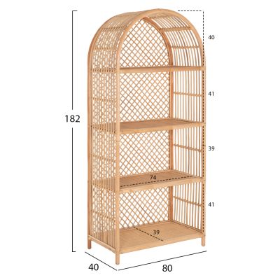 ЕТАЖ ЗА КНИЖА HM9552 ОТ ЕСТЕСТВЕН РАТАН В ЕСТЕСТВЕН ЦВЯТ 80х40х182Нсм.