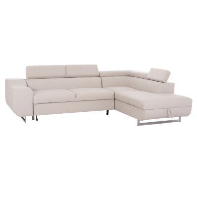 CORNER SOFA-BED WITH STORAGE SPACE ENCORE HM3301.03R BEIGE FABRIC 285x205x90Hcm.