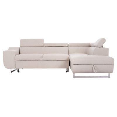 CORNER SOFA-BED WITH STORAGE SPACE ENCORE HM3301.03R BEIGE FABRIC 285x205x90Hcm.