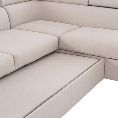CORNER SOFA-BED WITH STORAGE SPACE ENCORE HM3301.03R BEIGE FABRIC 285x205x90Hcm.