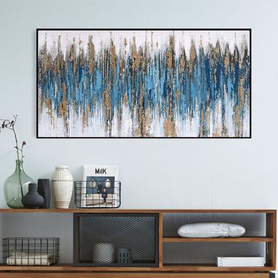 WALL PAINTING SEDIMENT (BLUE) HM4574.02 BEIGE PS FRAME-CANVAS 142x4.5x72Hcm.