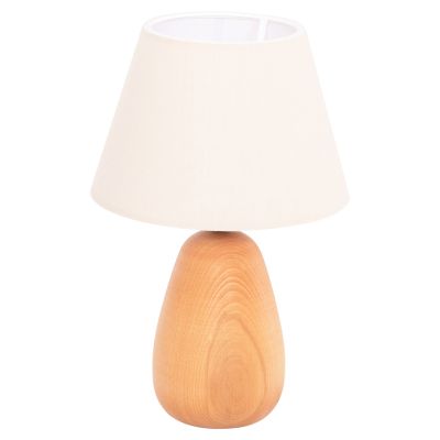 TABLE LAMP CONNI HM4710 CREAM WHITE CAP-WOODEN BASE Φ23x34Hcm.