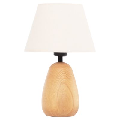 TABLE LAMP CONNI HM4710 CREAM WHITE CAP-WOODEN BASE Φ23x34Hcm.
