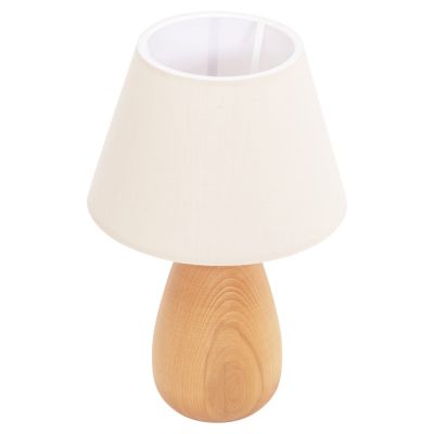 TABLE LAMP CONNI HM4710 CREAM WHITE CAP-WOODEN BASE Φ23x34Hcm.