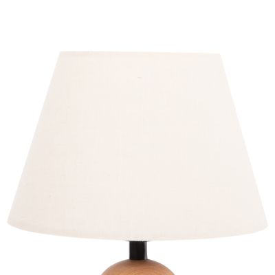 TABLE LAMP CONNI HM4710 CREAM WHITE CAP-WOODEN BASE Φ23x34Hcm.