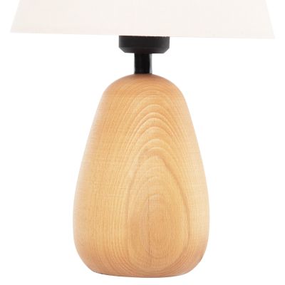 TABLE LAMP CONNI HM4710 CREAM WHITE CAP-WOODEN BASE Φ23x34Hcm.