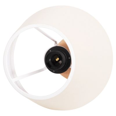 TABLE LAMP CONNI HM4710 CREAM WHITE CAP-WOODEN BASE Φ23x34Hcm.